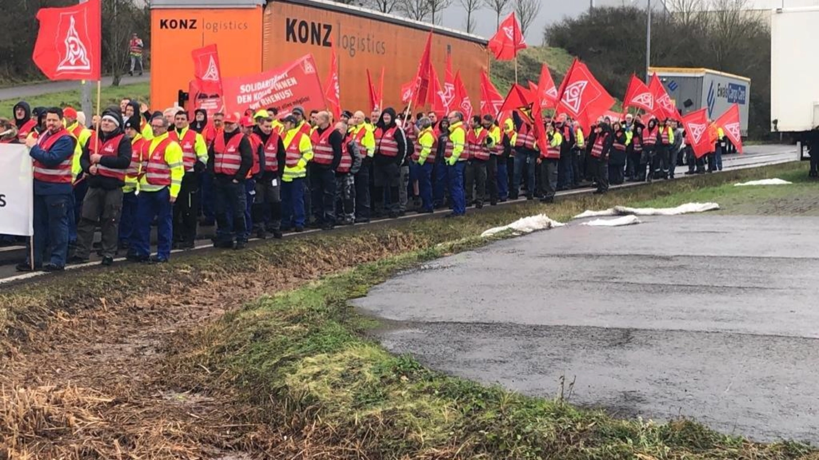 Warnstreik bei Rhenus LMS und Soli-Warnstreik im I-Park